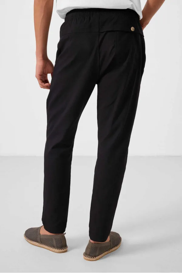 Tommylife Toptan Standart Fit Dokuma Hafif Esnek Chino Erkek Pantolon 82179 Siyah