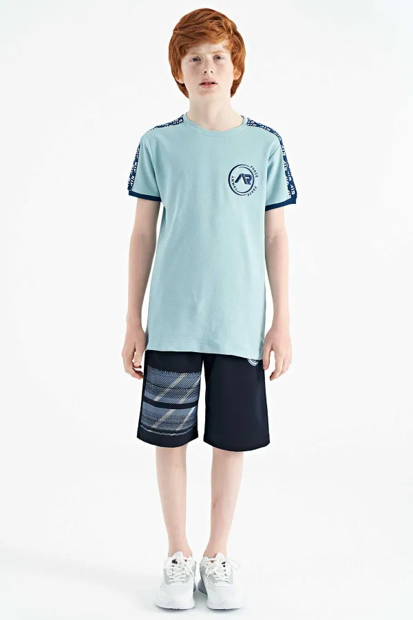 Tommylife Toptan O Yaka Standart Kalıp Baskılı Erkek Çocuk T-Shirt 11121 Açık Mavi