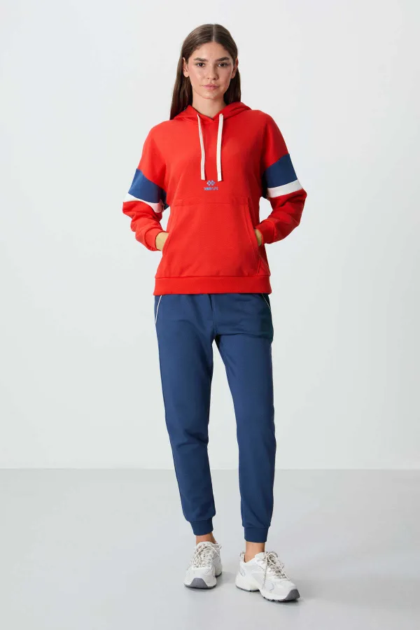Tommylife Toptan Kapüşonlu Oversize Kadın Sweatshirt 97290 Fiesta