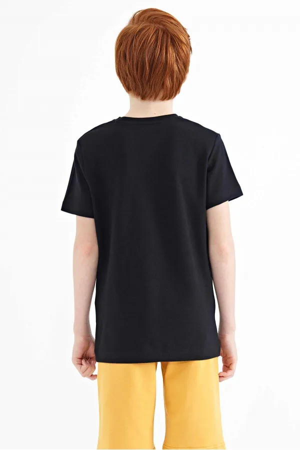 Tommylife Toptan O Yaka Standart Kalıp Erkek Çocuk T-Shirt 11115 Lacivert