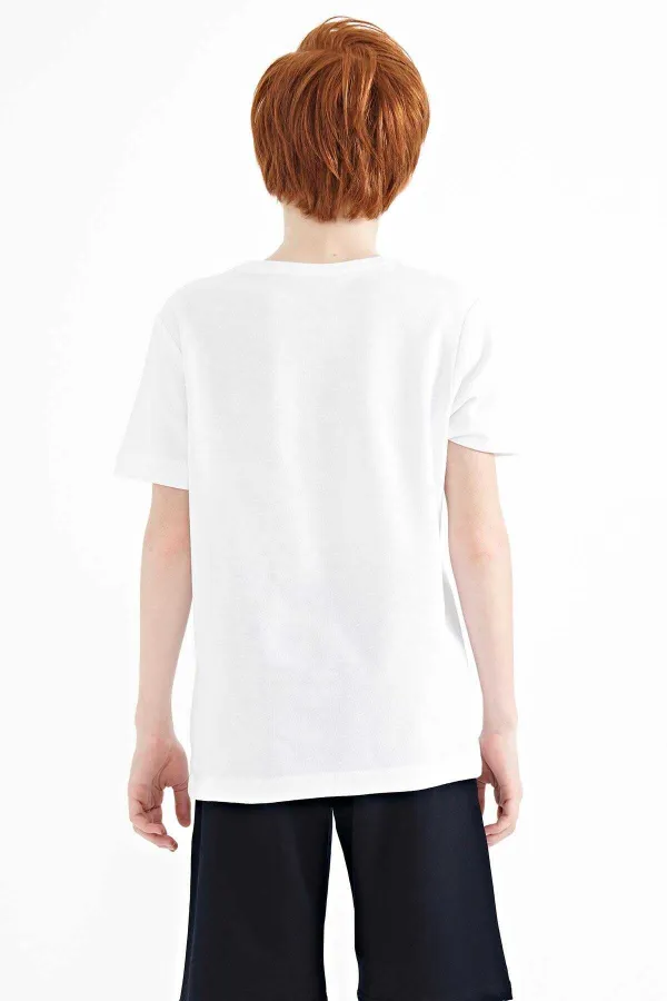 Tommylife Toptan O Yaka Standart Kalıp Erkek Çocuk T-Shirt 11118 Beyaz