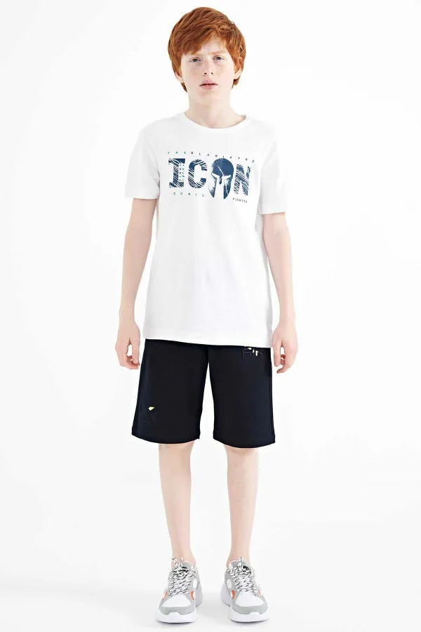 Tommylife Toptan O Yaka Standart Kalıp Erkek Çocuk T-Shirt 11118 Beyaz