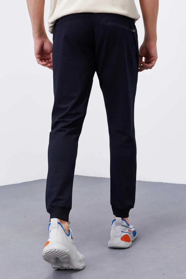 Tommylife Wholesale Navy Blue Zipper Pocket Slim Fit Jogger Men's Tracksuit Bottoms - 84343