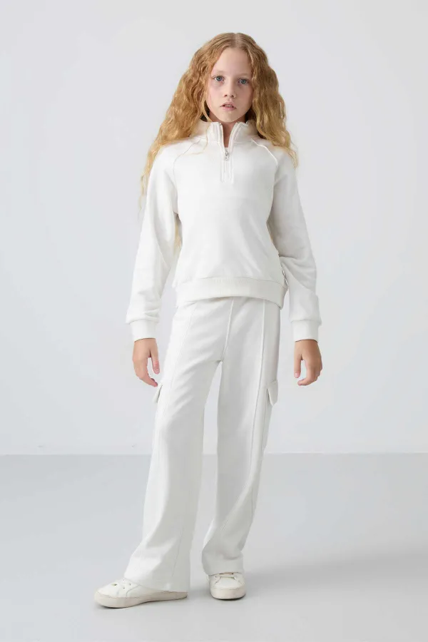 Tommylife Toptan 7-15 Yaş Dik Yaka Standart Kalıp Kız Çocuk Eşofman Takımı 75159 Ekru Tommylife Toptan 7-15 Yaş Dik Yaka Standart Kalıp Kız Çocuk Eşofman Takımı 75159 Ekru