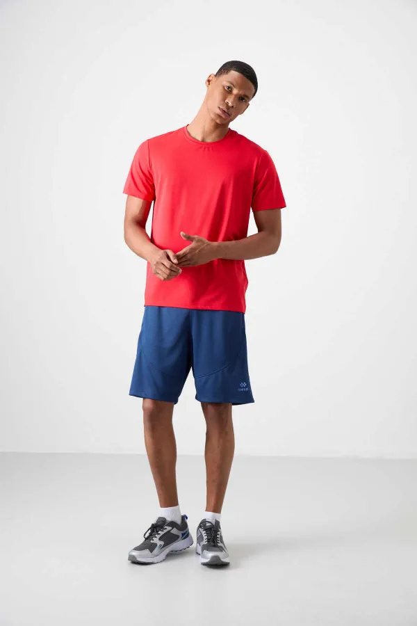 Tommylife Toptan O Yaka Standart Kalıp Aktif Spor Erkek T-Shirt 88388 Kırmızı