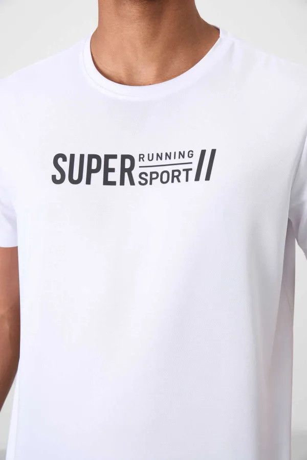 Tommylife Toptan O Yaka Standart Kalıp Aktif Spor Erkek T-Shirt 88385 Beyaz