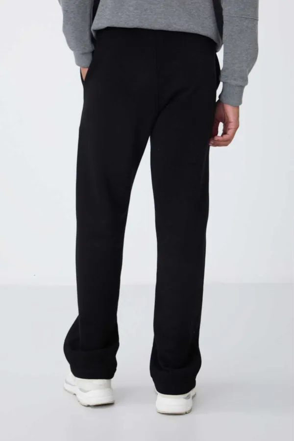 Tommylife Toptan Oversize Basic Düz Paça Erkek Eşofman Alt 82146 Siyah