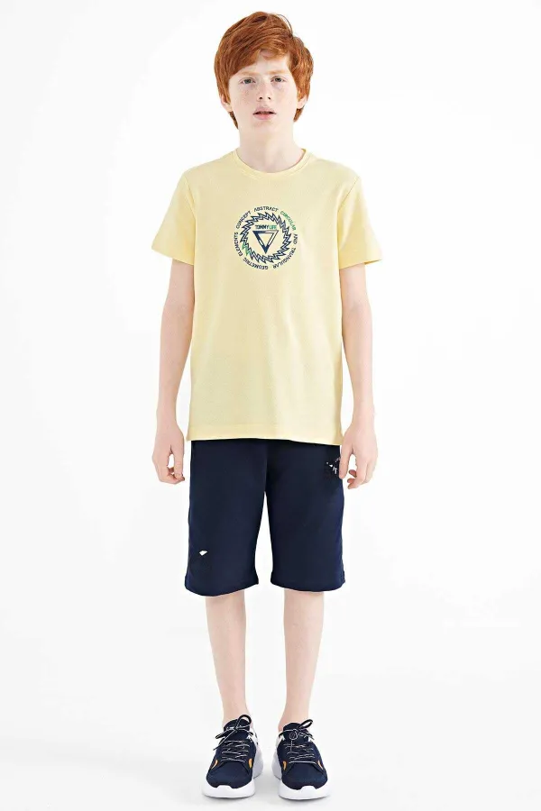 Tommylife Toptan O Yaka Standart Kalıp Erkek Çocuk T-Shirt 11115 Sarı