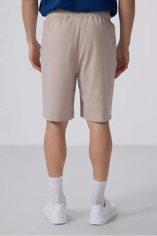 Tommylife Toptan Standart Fit Dokuma Hafif Esnek Chino Şort 81290 Taş