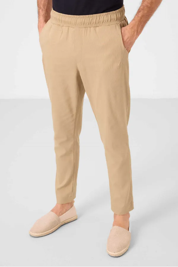 Tommylife Toptan Standart Fit Dokuma Hafif Esnek Chino Erkek Pantolon 82177 Koyu Bej
