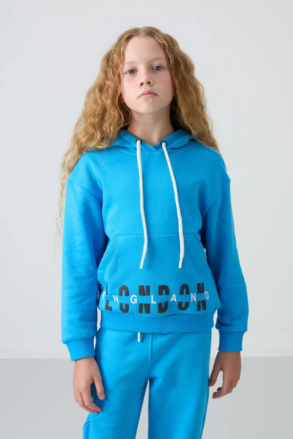 Tommylife Toptan 7-15 Yaş Kapüşonlu Oversize Kız Çocuk Eşofman Takımı 75147 Mavi Tommylife Toptan 7-15 Yaş Kapüşonlu Oversize Kız Çocuk Eşofman Takımı 75147 Mavi