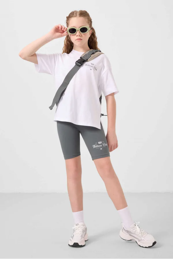 ENSEMBLE LEGGINGS DE SERVEUR FILLE T-SHIRT/LEGGINGS COURTS Blanc/Kaki