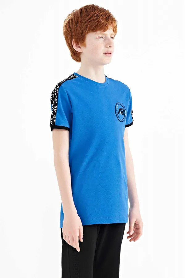 Tommylife Toptan O Yaka Standart Kalıp Baskılı Erkek Çocuk T-Shirt 11121 Saks