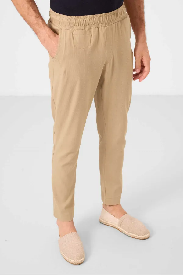 Tommylife Toptan Standart Fit Dokuma Hafif Esnek Chino Erkek Pantolon 82177 Koyu Bej