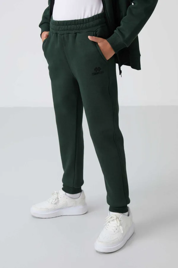 Tommylife Toptan 3-9 Yaş Dik Yaka Erkek Çocuk Eşofman Takımı 11256 Çam Yeşili