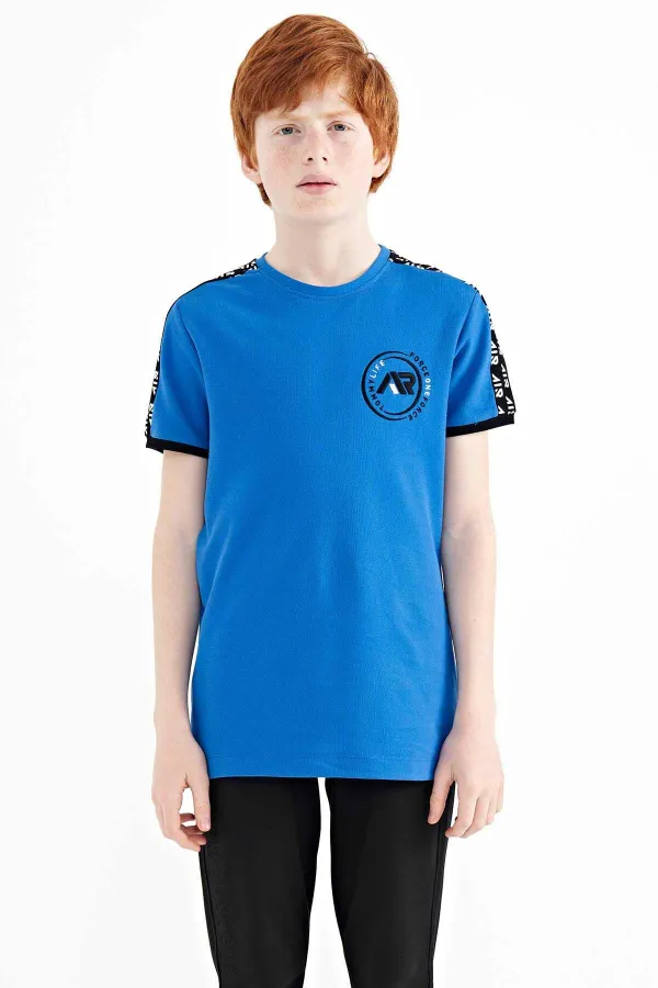Tommylife Toptan O Yaka Standart Kalıp Baskılı Erkek Çocuk T-Shirt 11121 Saks