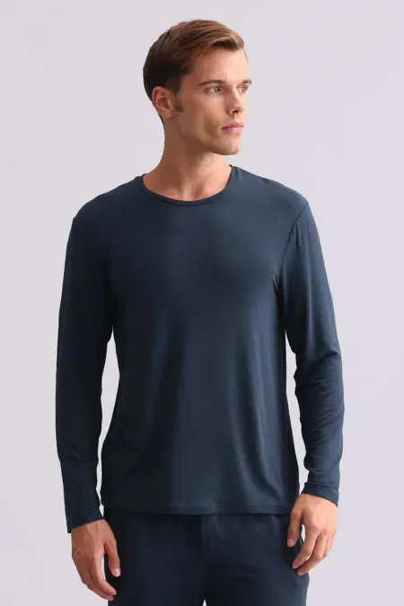 Mısırlı Erkek Modal Sweatshirt Gece Mavisi
