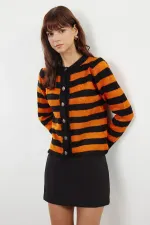 Black Boucle Knit Cardigan TWOAW25HI00260
