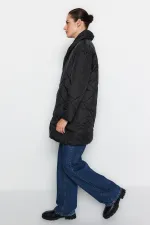 Black Oversize Quilted Puffer Coat TWOAW22MO0069