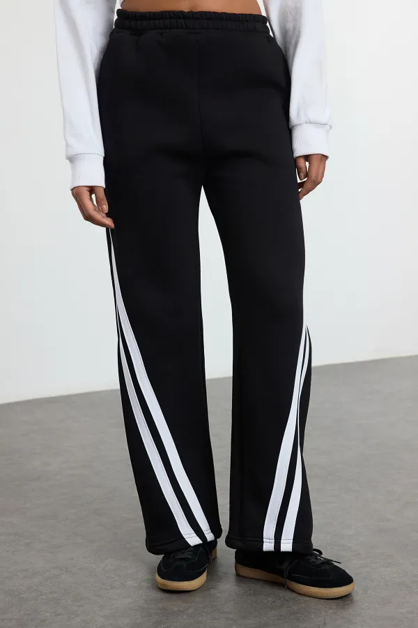 Gray Melange Stripe Detailed Knitted Sweatpants TWOSS25EA00001