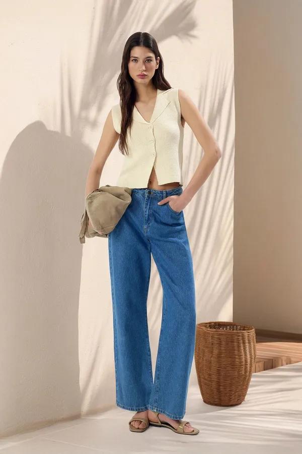 Stone Slim Polo Collar Vest TWOSS25YE00067